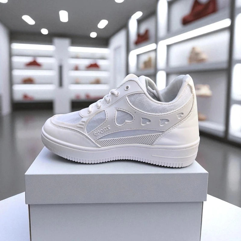 227 – White Sneakers with Heart Charms & Gold Chain – হার্ট ডিজাইন, দারুন কিউট,