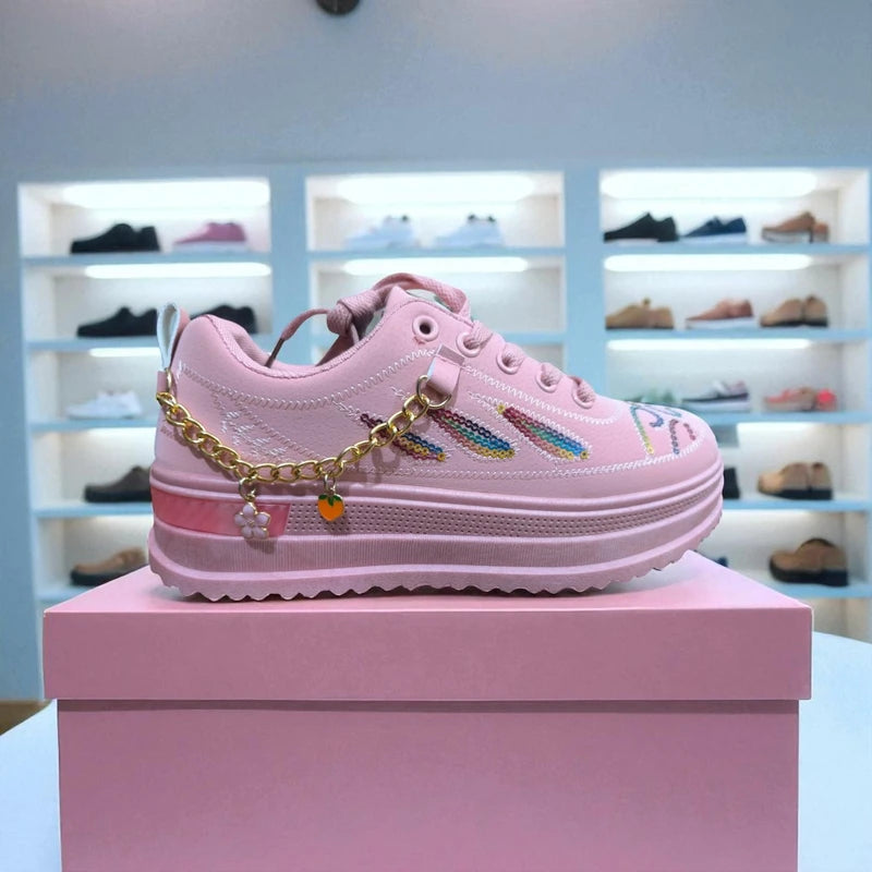 225-Pink Sneakers Stylish হাইট বাড়াবে ৩ ইঞ্চি,