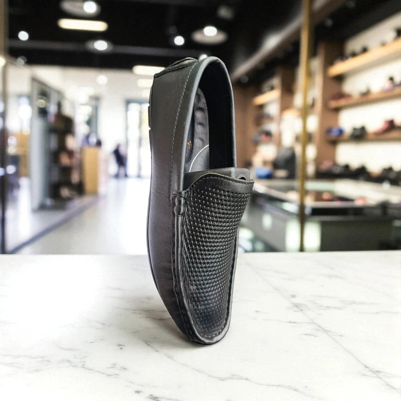 জেনুইন লেদার 103 Diamond Black Loafers – Premium Doctor Insole Comfort Edition