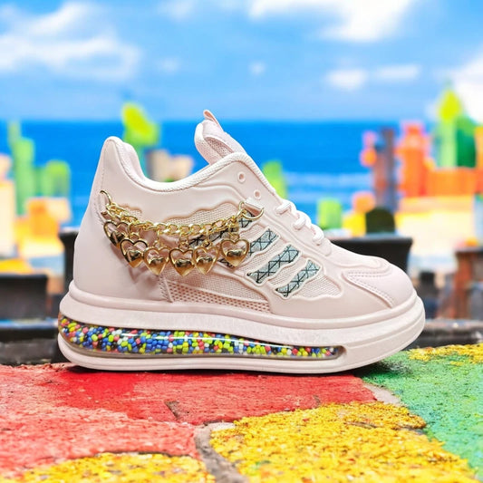 210 - Pink Sneakers with Star Pattern . হিজাব ,বোরকা, আর মডার্ন স্টাইলিশদের জন্য সেরা